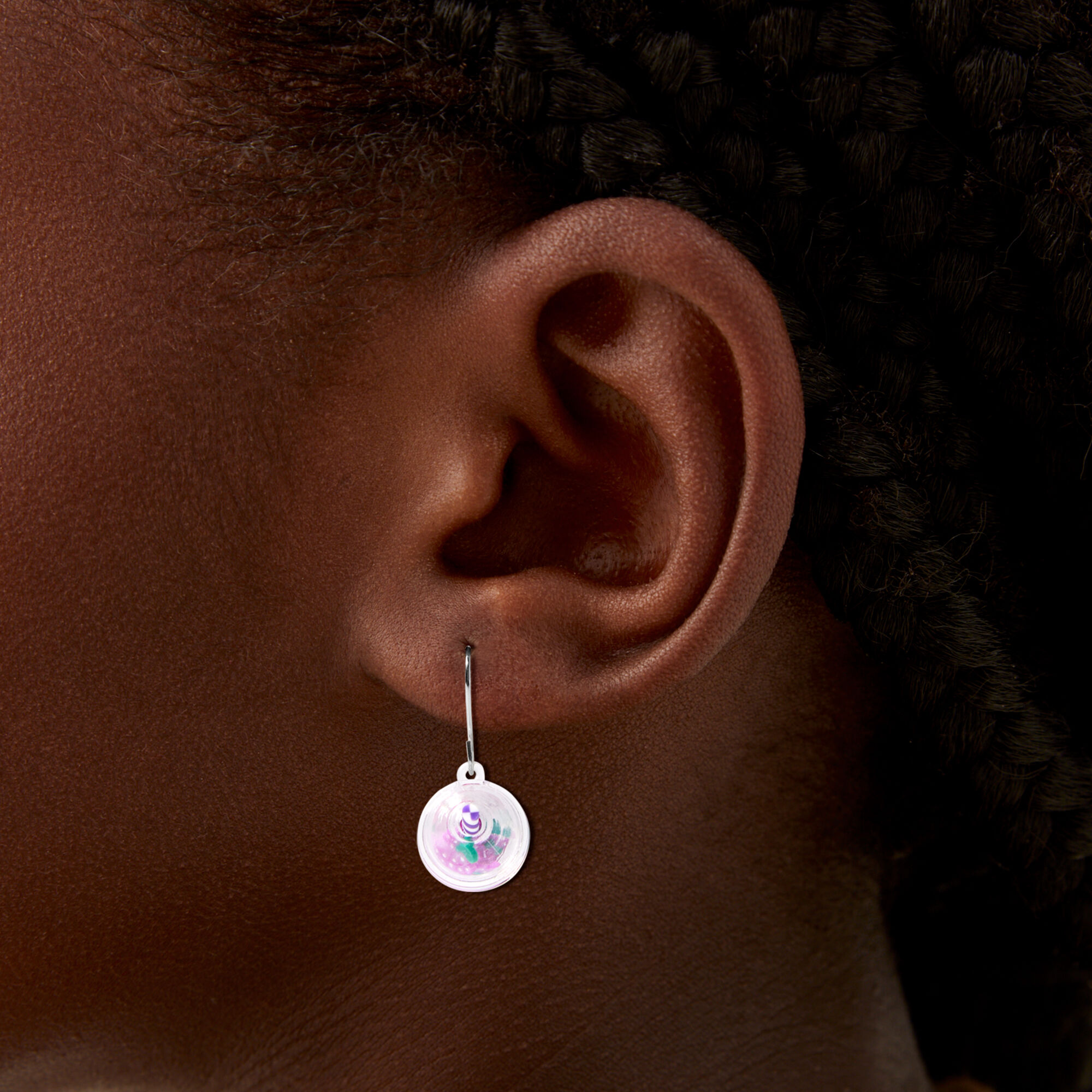 Silver 1'' Grape Drink Drop Earrings,