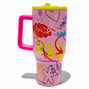 Mini Pink Doodle Stainless Steel Handled Tumbler,