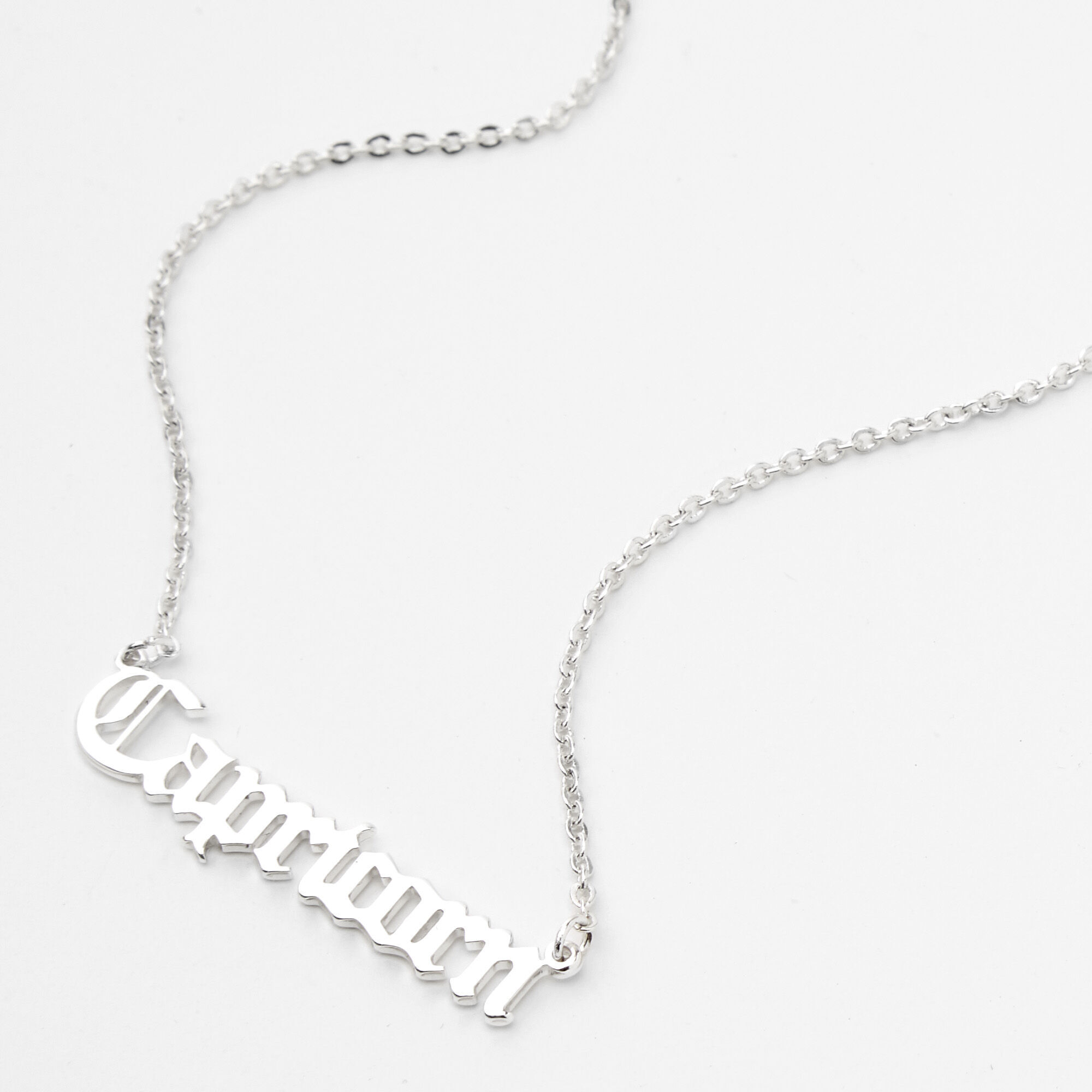 Silver tone Gothic Zodiac Pendant Necklace Capricorn