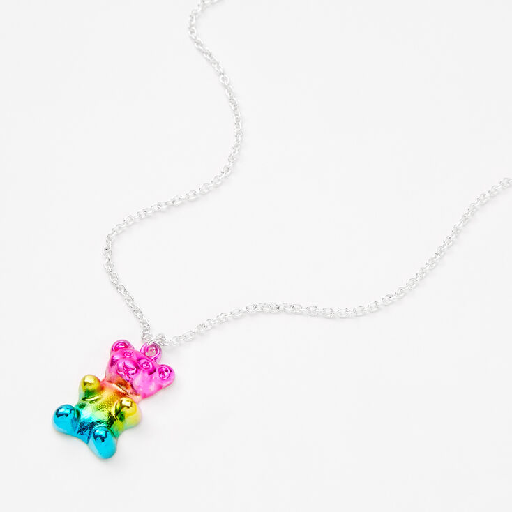 Rainbow Gummy Bear Pendant Necklace,