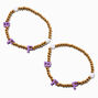 Best Friends Gold-tone Beaded Letter Charm Stretch Bracelets - 2 Pack,