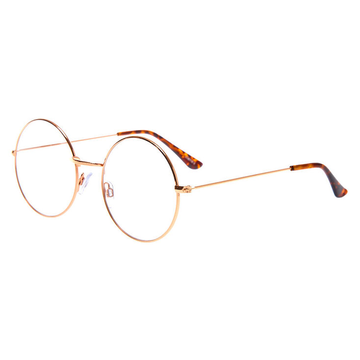 Rose Gold Tortoiseshell Round Clear Lens Frames,