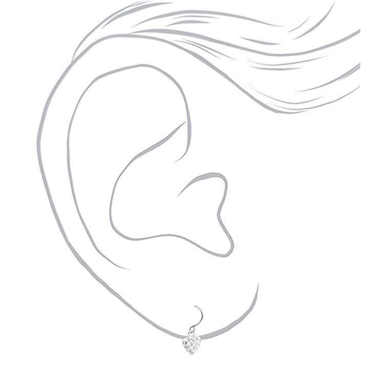 Sterling Silver .5&quot; Embellished Heart Drop Earrings,