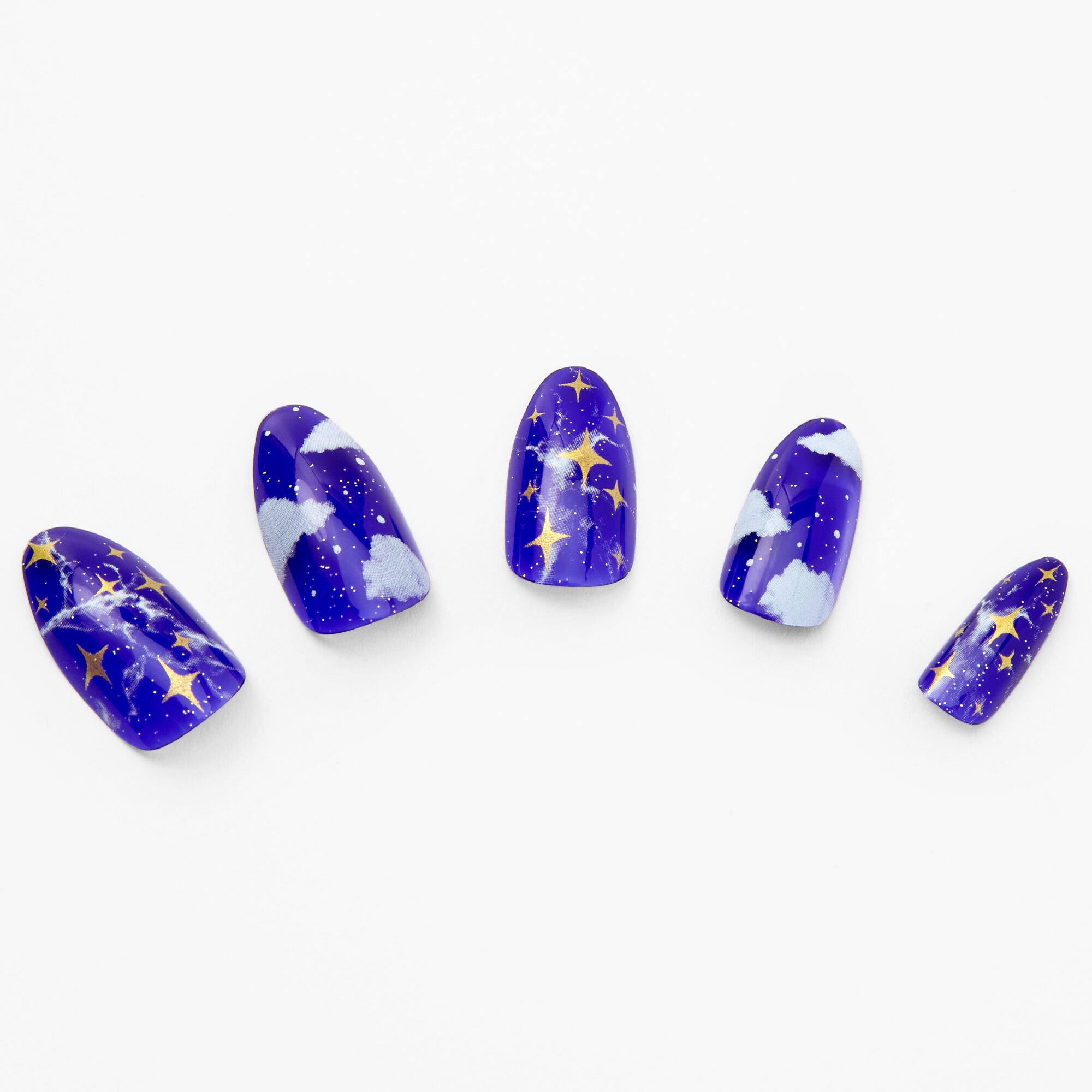 Claire's Faux ongles stiletto gel ciels étoilés - Lot de 24