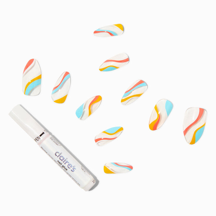 70&#39;s Swirl Stiletto Vegan Faux Nail Set- 24 Pack,