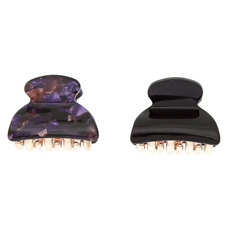 Foil Flake Mini Hair Claws - Purple, 2 Pack,