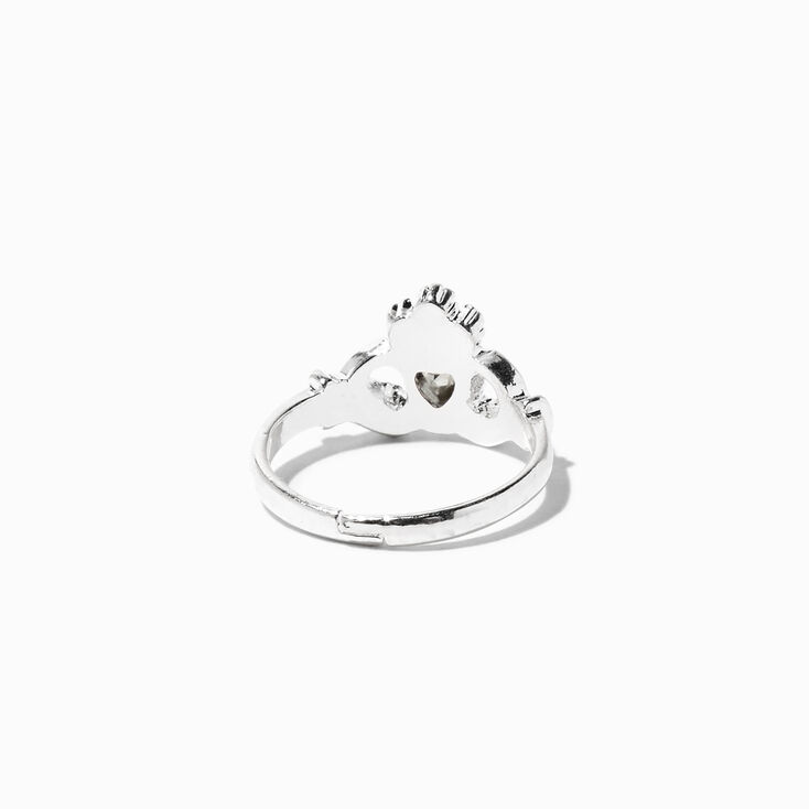 Silver Claddagh Birthstone Ring - April,