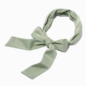 Sage Green Silky Bow Twist Headwrap,