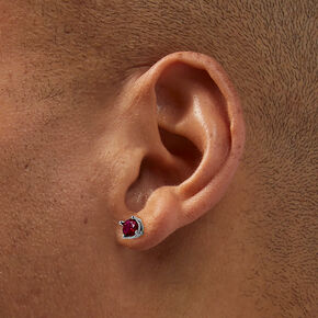 Fuchsia Cubic Zirconia 5mm Round Stud Earrings,
