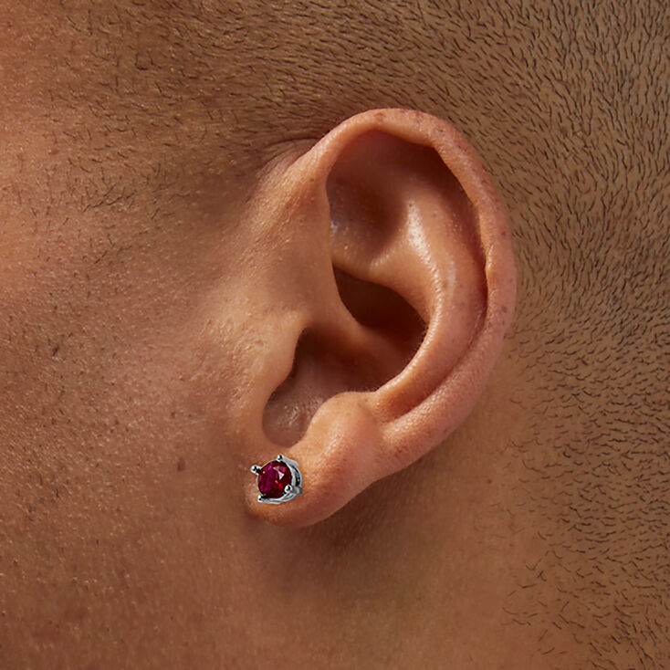 Fuchsia Cubic Zirconia 5mm Round Stud Earrings,