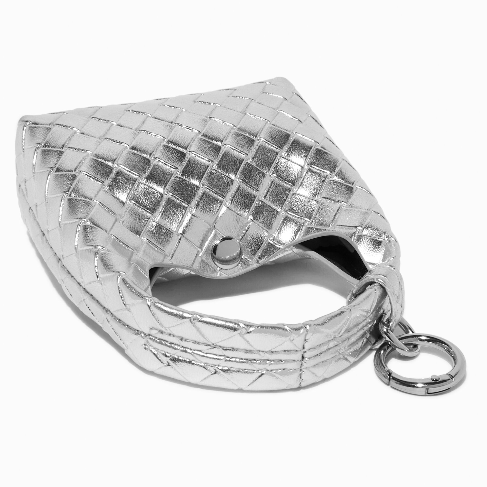 Silver Woven Mini Purse Keyring,