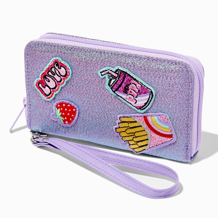 Junk Food Patch Purple Iridescent Wristlet,