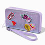 Junk Food Patch Purple Iridescent Wristlet,