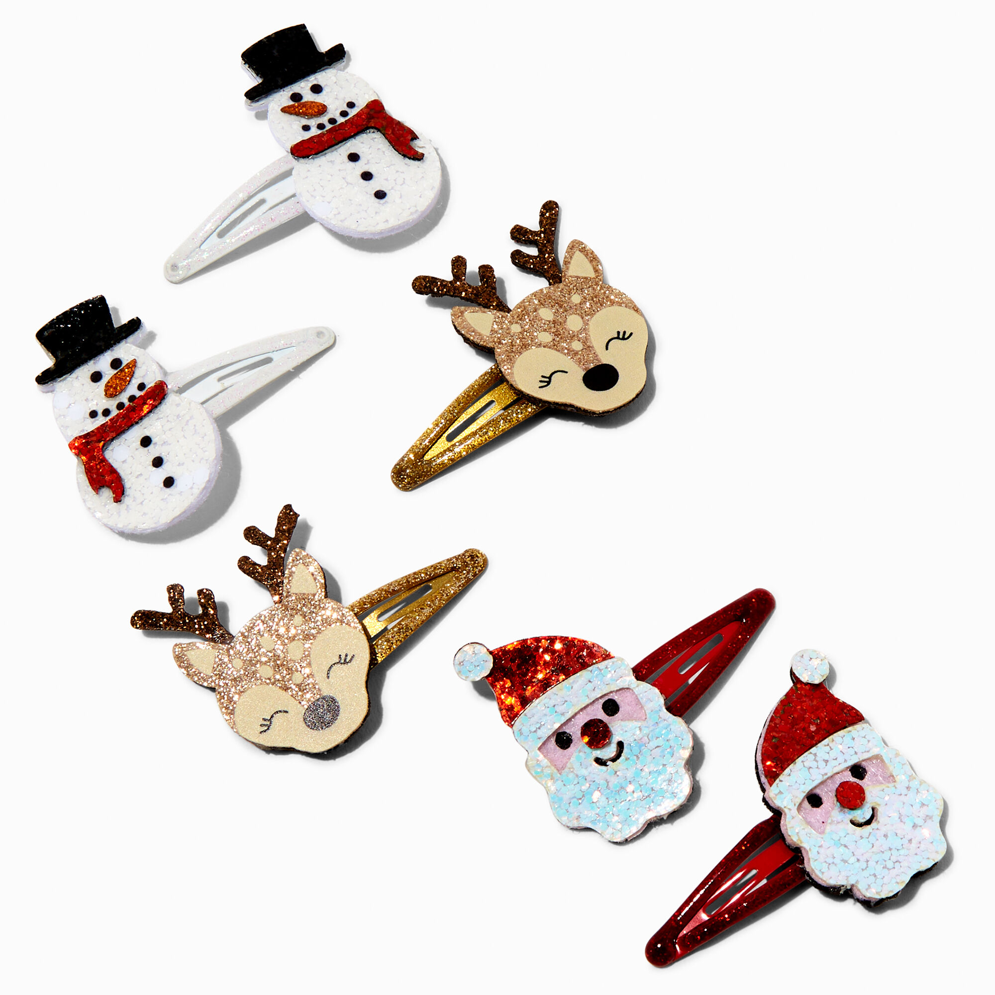 Claire's Barrettes clic clac à paillettes icônes de Noël - Lot de 6