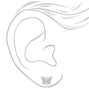Silver Butterfly Clip-On Earrings,