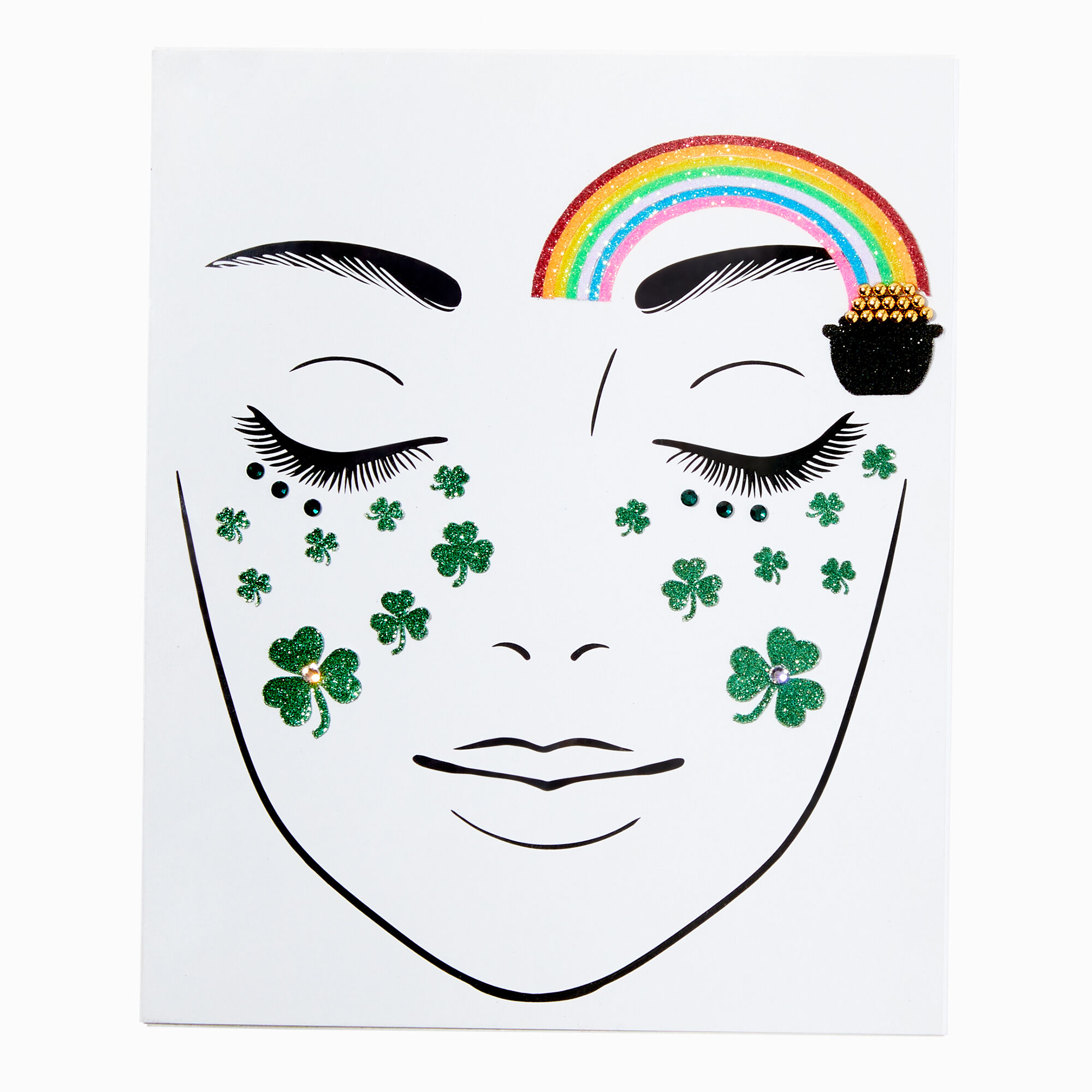 St. Patrick's Day Rainbow & Pot of Gold Face Stickers,