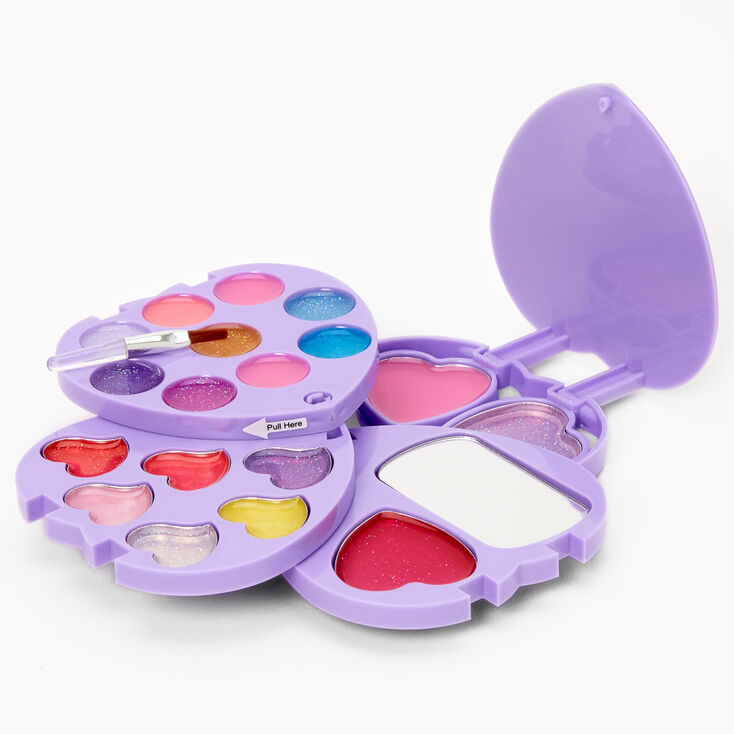 Rainbow Kitty Compact Heart Bling Lip Gloss Set - Purple,
