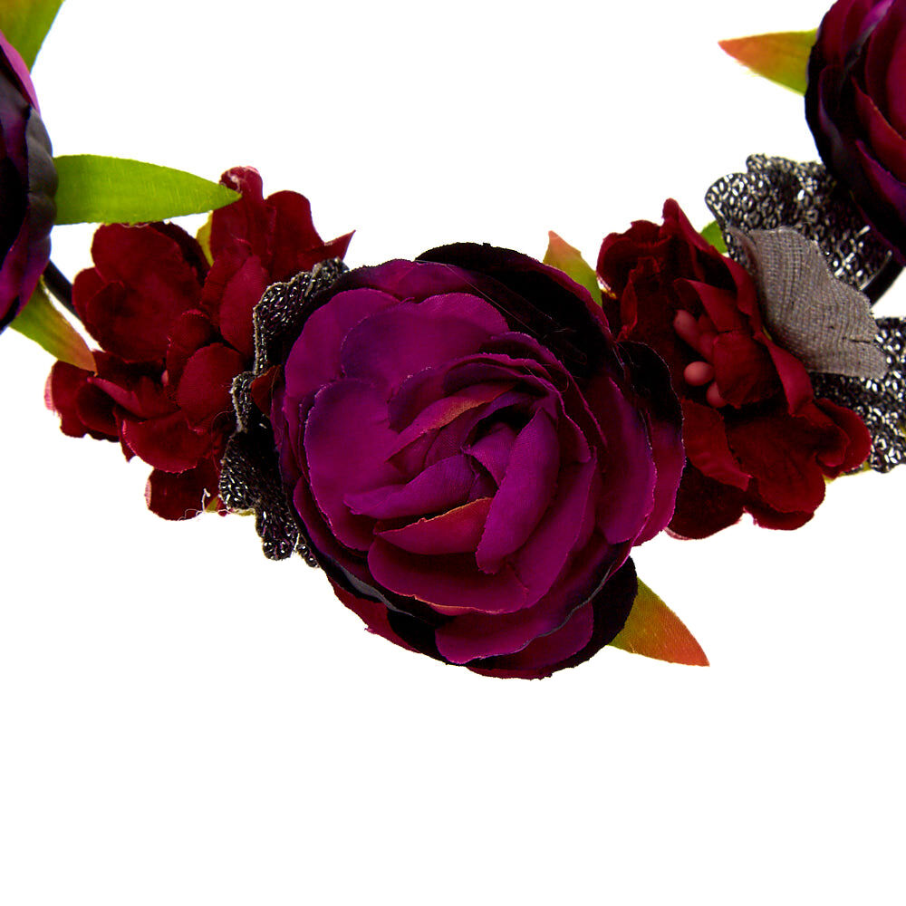 Dark Flower Crown Headwrap - Purple,