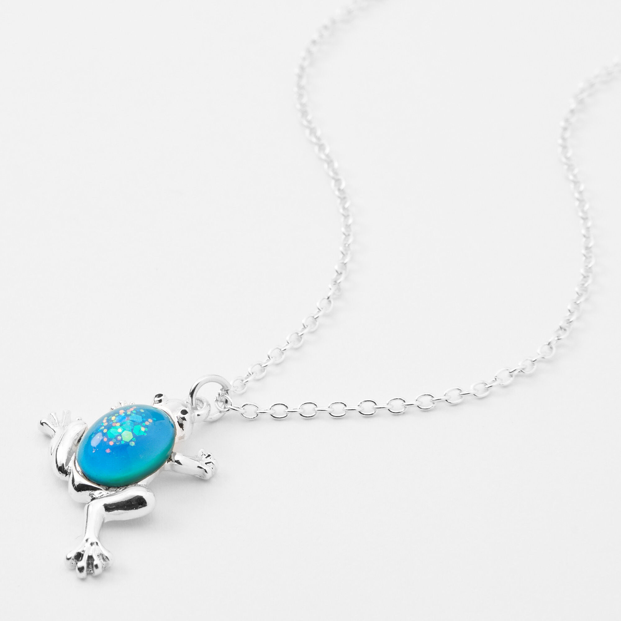 Collier d’humeur à pendentif grenouille couleur argentée,