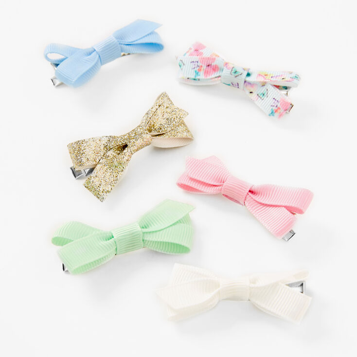 Claire&#39;s Club Pastel Preppy Hair Bow Clips - 6 Pack,