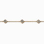 Gold-tone Cubic Zirconia Clover Chain Bracelet,