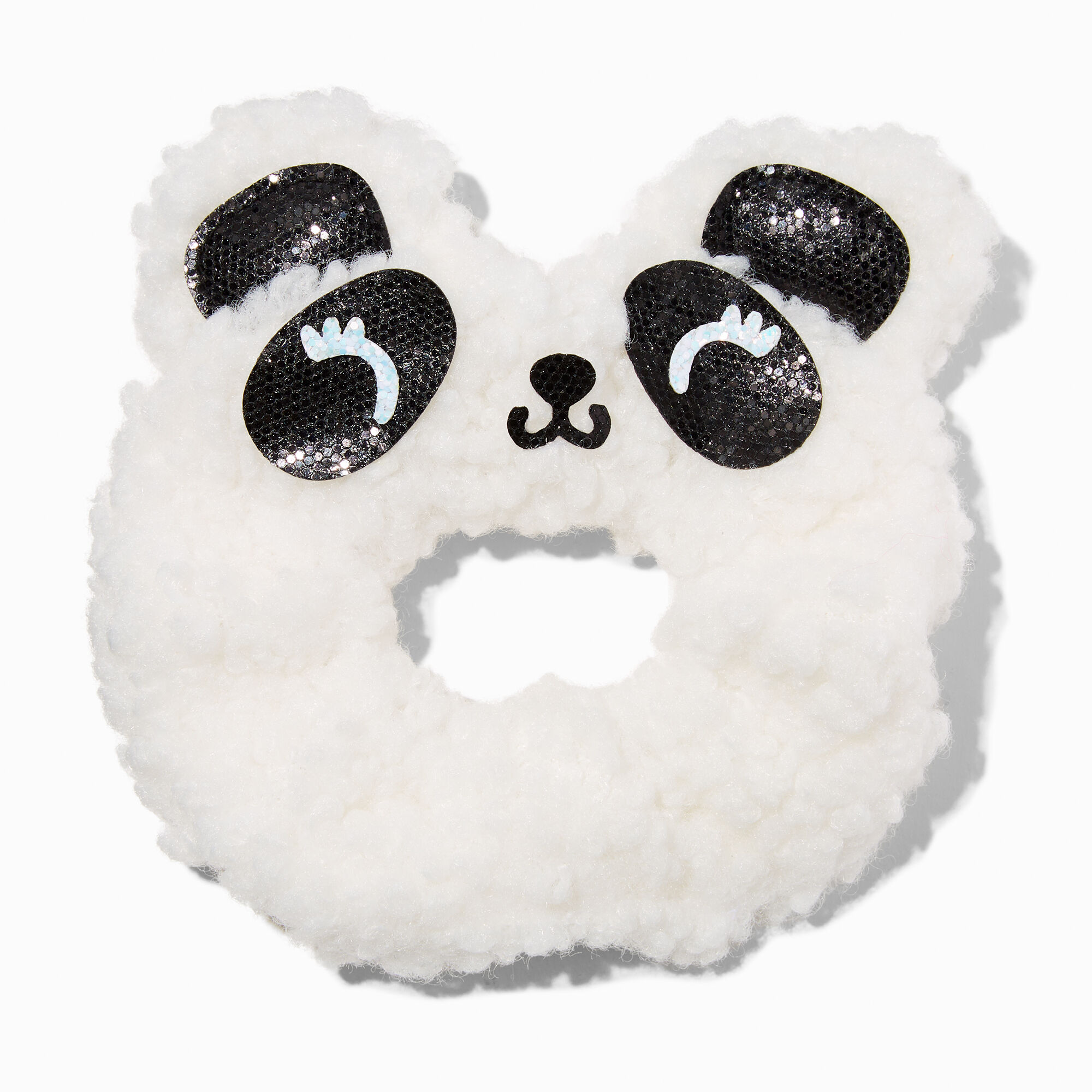 View Claires Sherpa Panda Bear Medium Hair Scrunchie White information