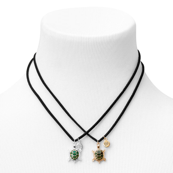 Best Friends Mixed Metal Turtle Mood Pendant Necklaces - 2 Pack,