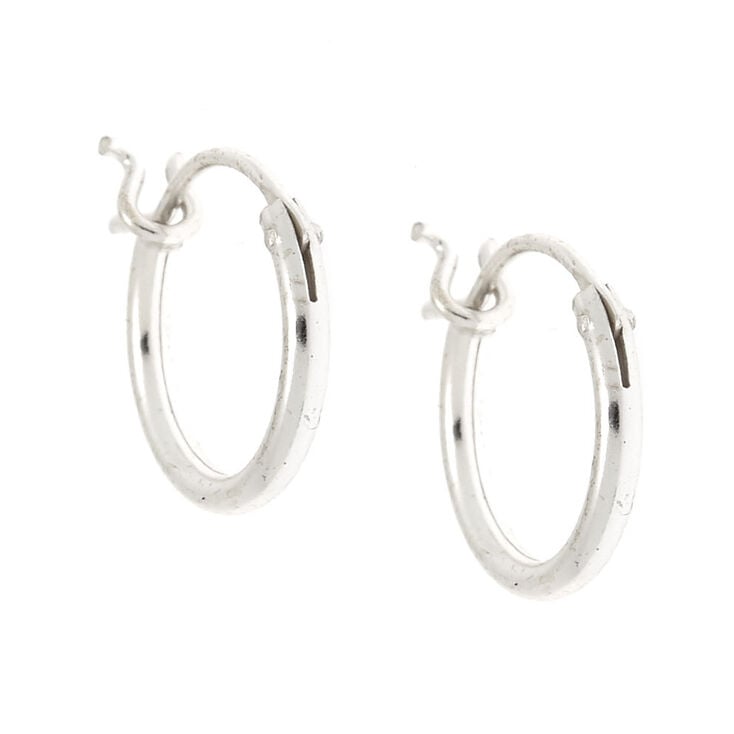 Sterling Silver 10MM Hinge Hoop Earrings,