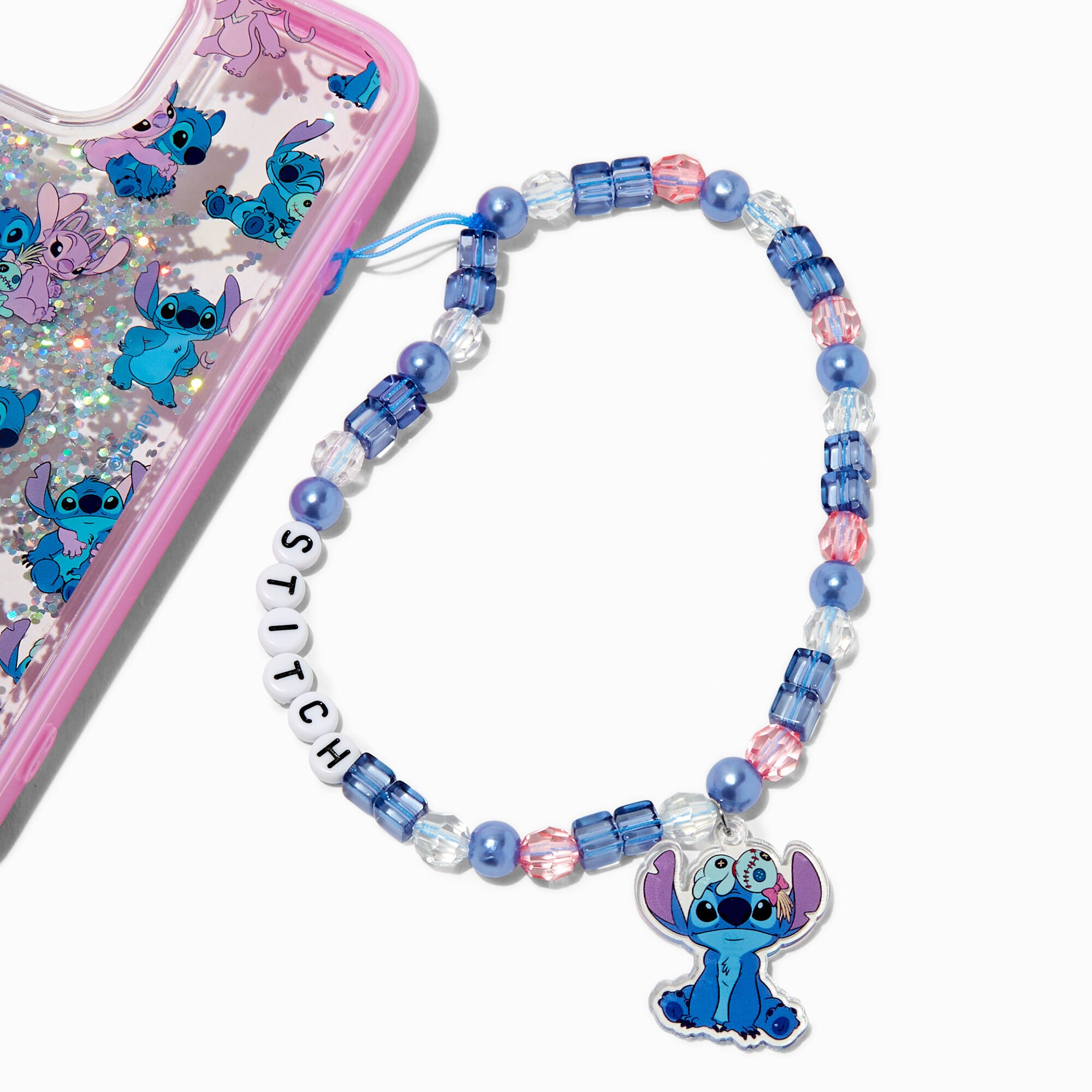 Disney Stitch Claire's Exclusive BFF Beaded Phone Wrist Strap,