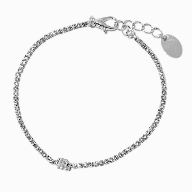 Silver-tone Crystal Letter Initial Bracelet - M,