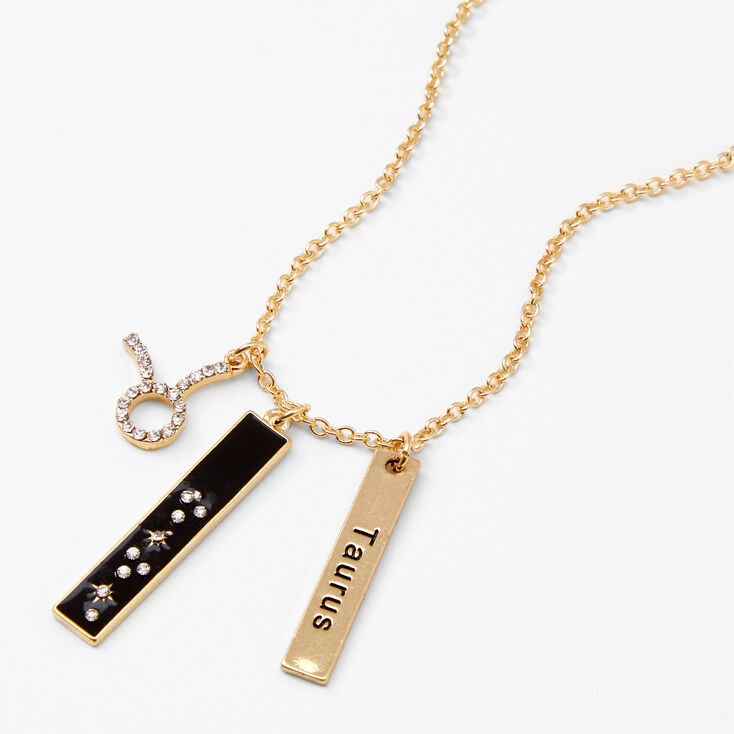 Gold Zodiac Symbol Pendant Charm Necklace - Taurus,