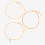 Gold Snake Charm Anklets - 3 Pack,