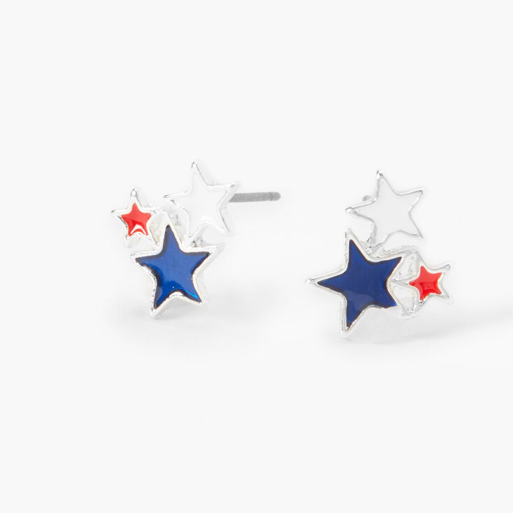 Sterling Silver Fourth of July Star Burst Earrings Claire's US