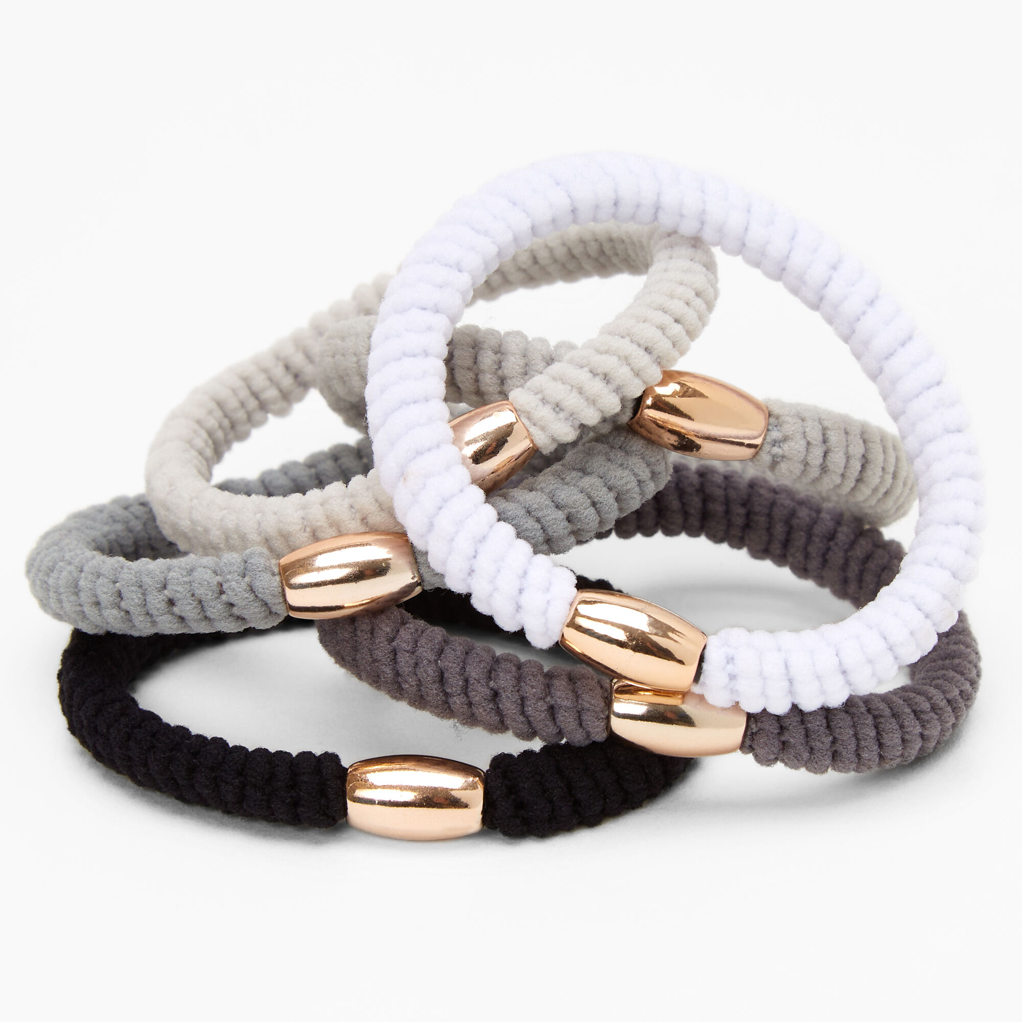 Neutral Beaded Twist Hair Ties - 6 Pack,