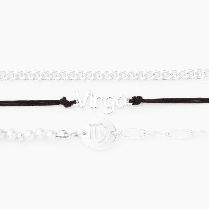 Silver Zodiac Bracelet Set - 3 Pack, Virgo,