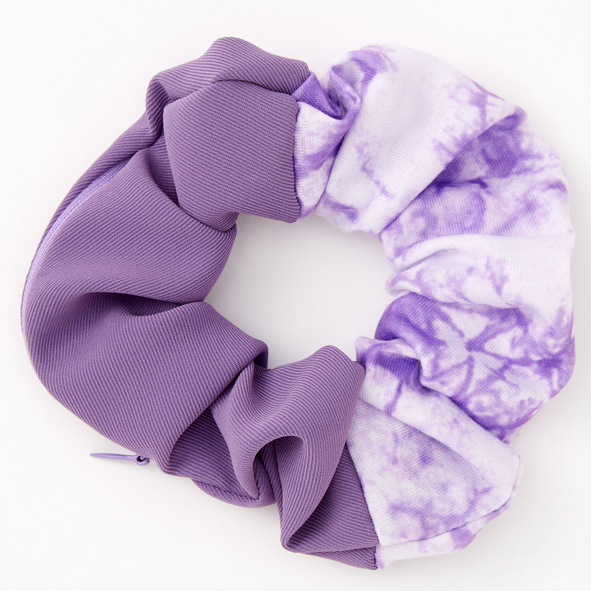 Tie Dye Zip Pocket Hair Scrunchie - Purple | Claire's US