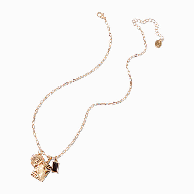 Gold-tone Mixed Charm Pendant Necklace,
