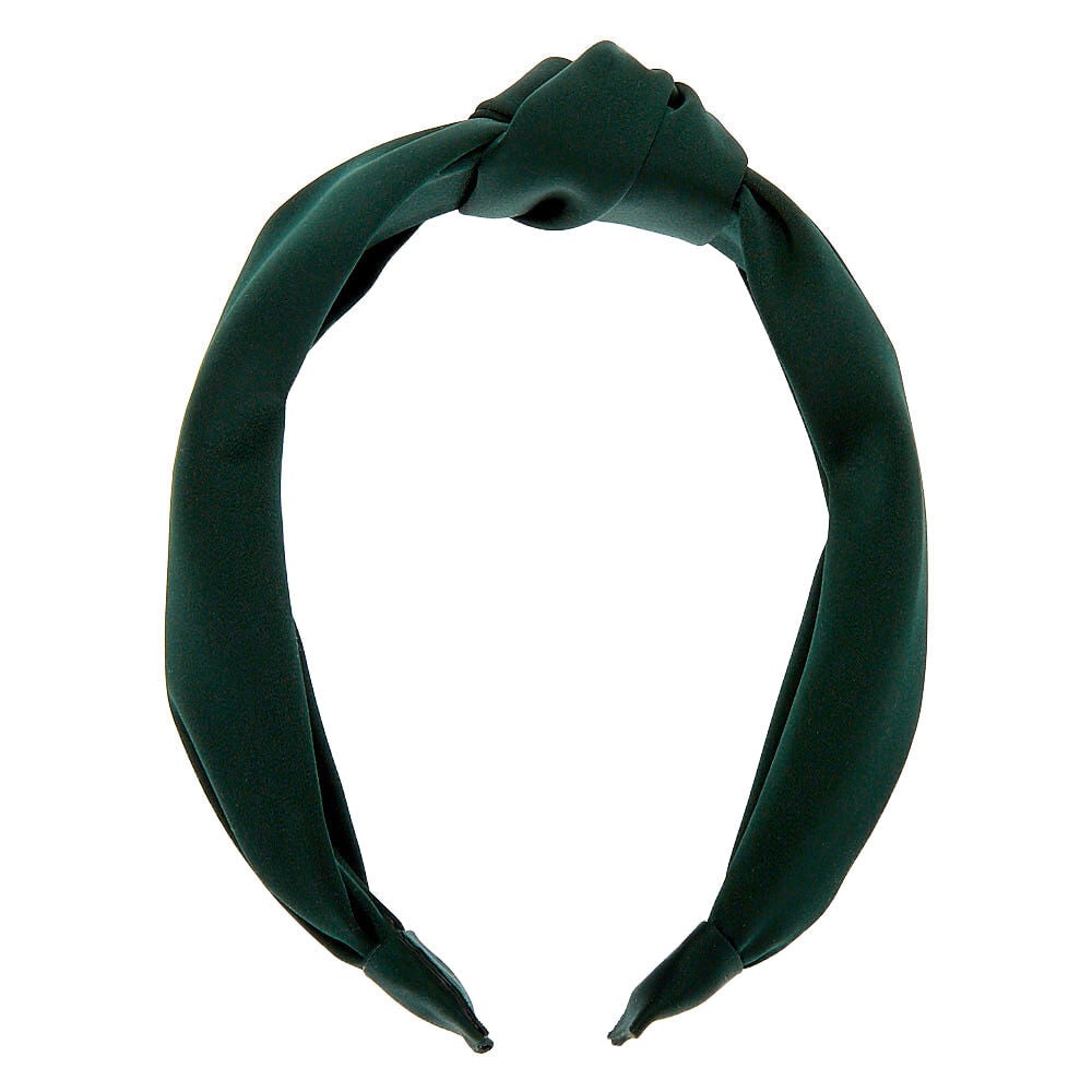 Satin Knotted Headband - Emerald Green,