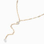 Gold-tone Paperclip Cubic Zirconia Y-Neck Necklace,