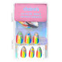 Striped Rainbow Glitter Heart Stiletto Faux Nail Set - 24 Pack,