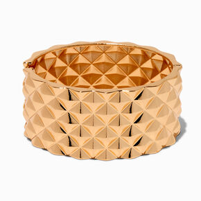 Gold-tone Textured Hinge Cuff Bracelet,