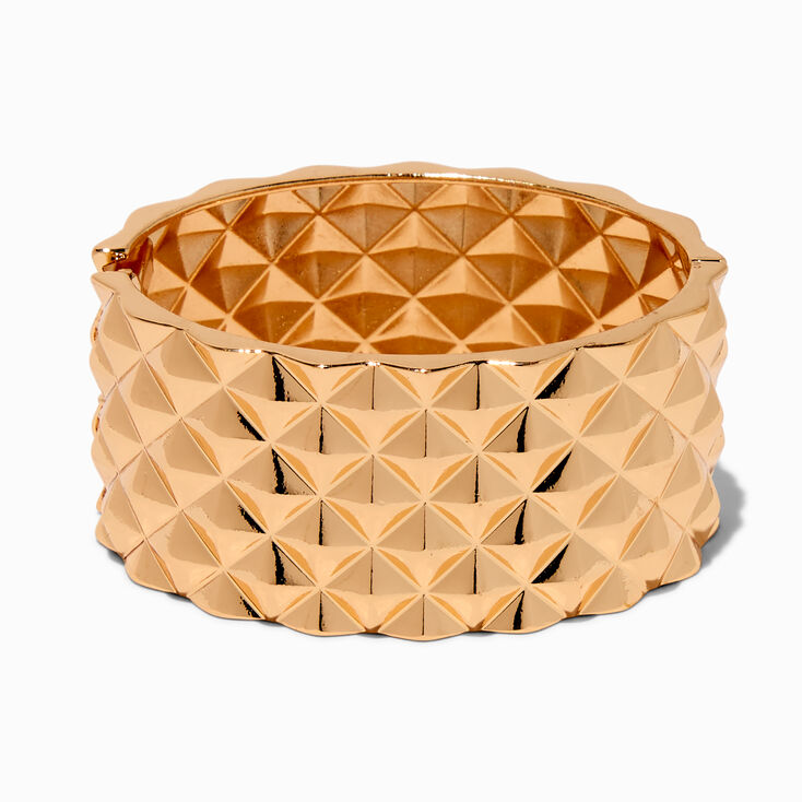 Gold-tone Textured Hinge Cuff Bracelet,