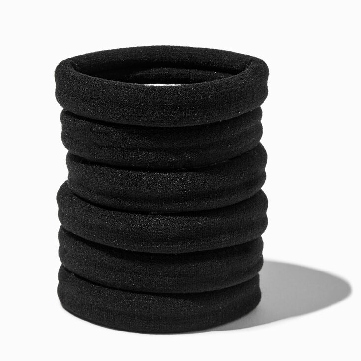 Black Full Hair XL Rolled Hair Ties - 6 Pack,