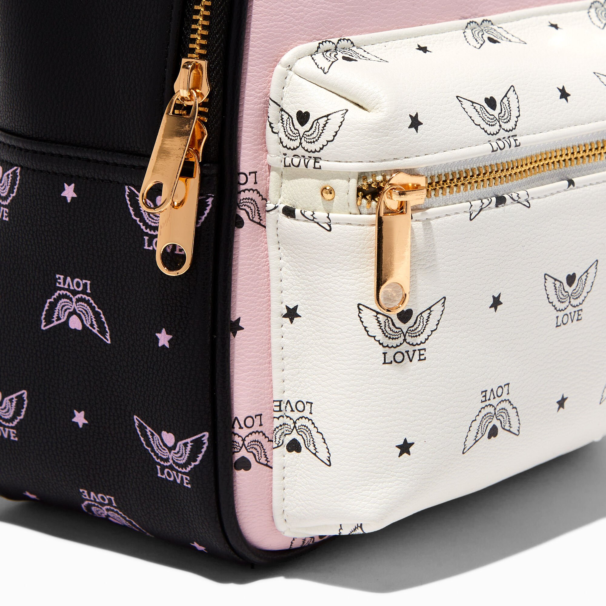 Coquette Colourblock Pink Love Wings Small Backpack,