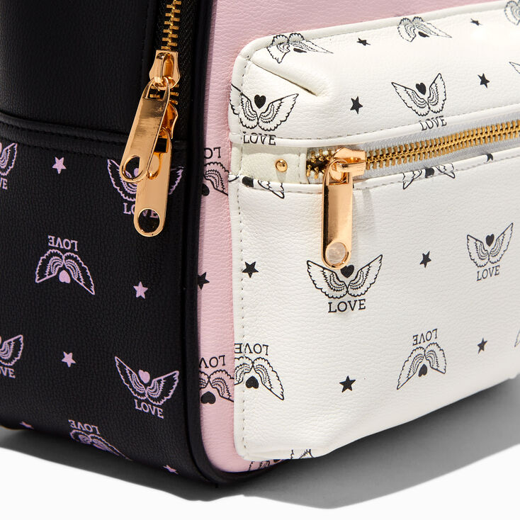 Coquette Colourblock Pink Love Wings Small Backpack,