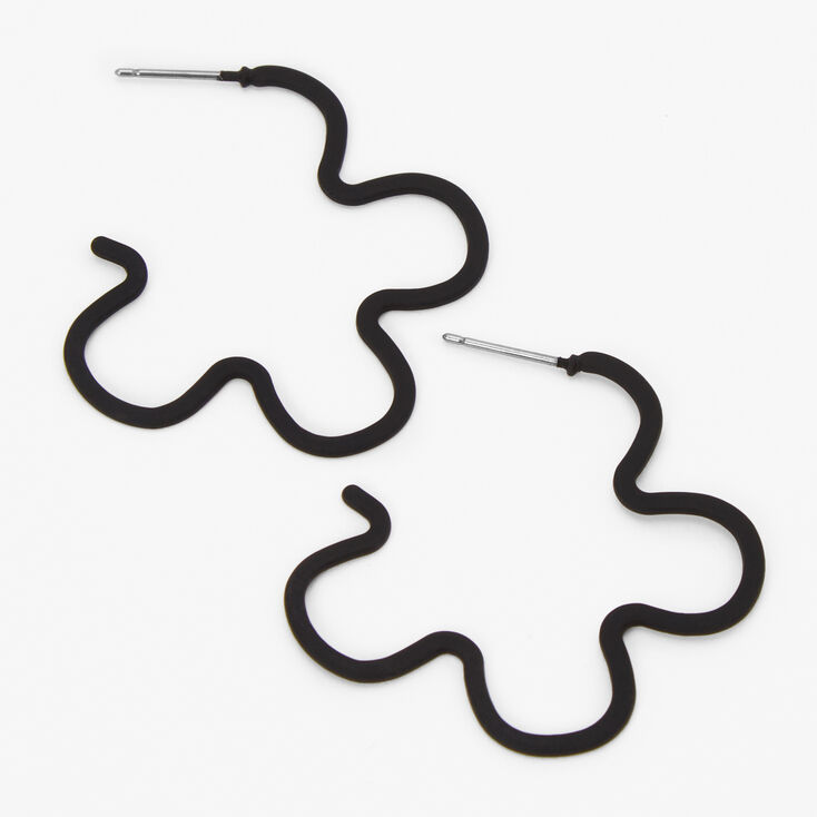 Black 40MM Floral Cutout Hoop Earrings