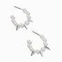 Silver-tone Pearl &amp; Spike 10mm Hoop Earrings,