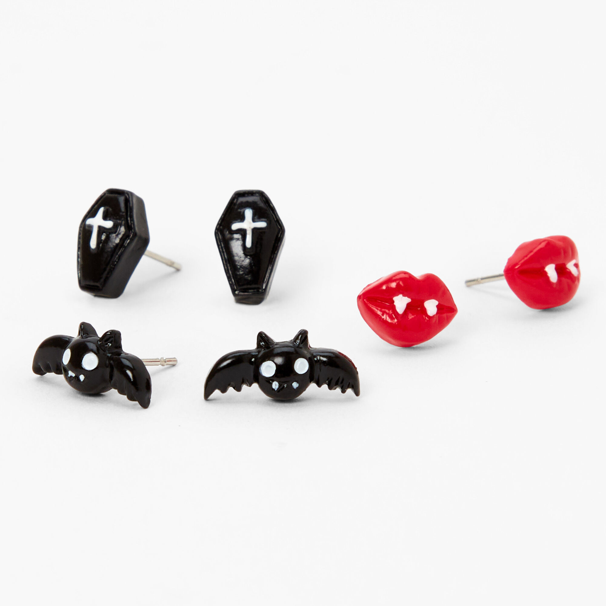 Silver Vampire Stud Earrings - 3 Pack,