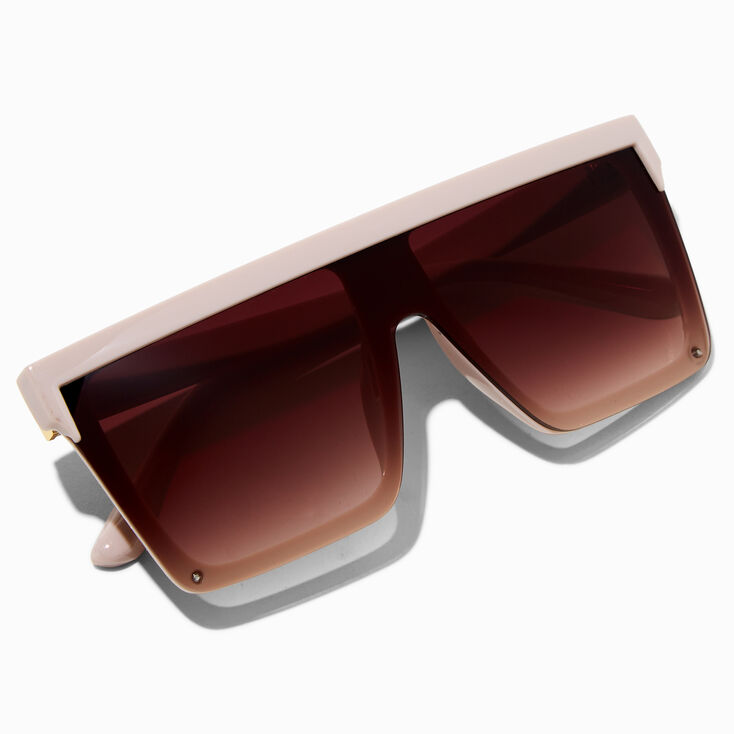 Lunettes de soleil &eacute;cran barre brun clair,
