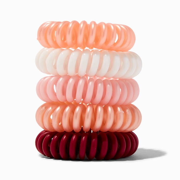 Mixed Tan Spiral Hair Ties - 5 Pack ,